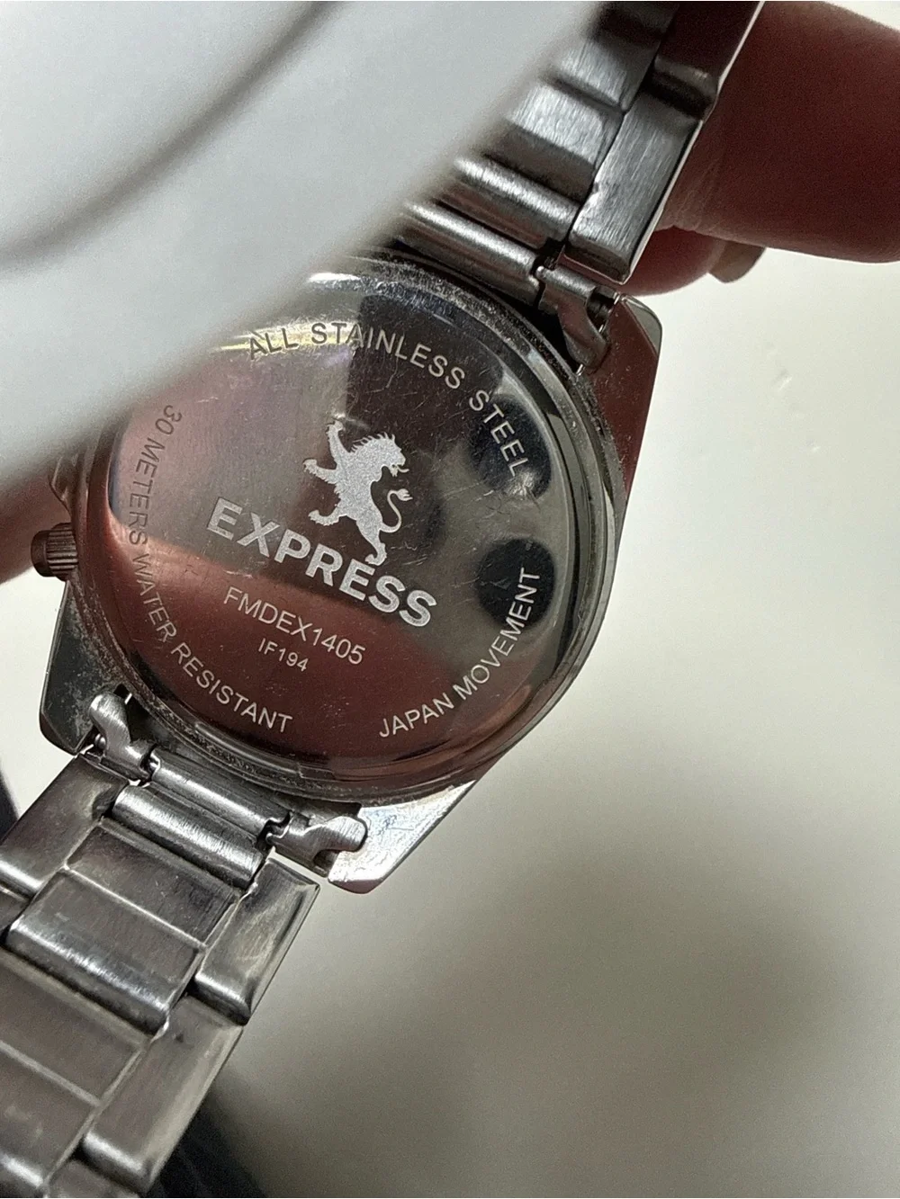 Express Silver-Tone Crystal Bracelet Watch